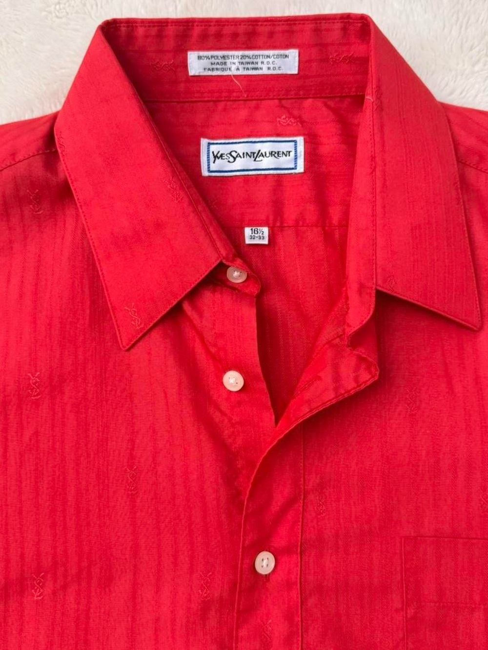 Yves Saint Laurent Red Button-Front Casual Shirt
